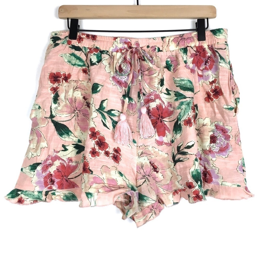 BAND OF GYPSIES Shorts Floral Tassel Ruffle High Waist Garden Party Size Large - Picture 11 of 11